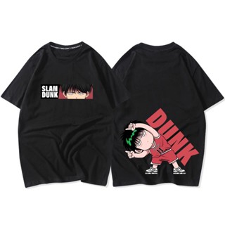 【สปอตสินค้า】 เสื้อยืดอะนิเมะ Slam Dunk ชายและหญิง Rukawa Kaede แขนสั้นตลกน่ารักอะนิเมะแขนสั้นผ้าฝ้าย