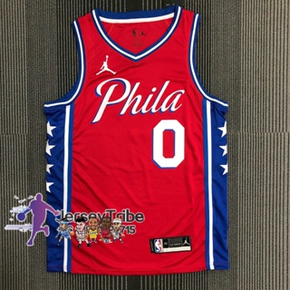 Hot and versatile 2021-22 Philadelphia รองเท้าผ้าใบลําลอง สําหรับผู้ชาย NBA 76ers #0 เสื้อกีฬาแม็กซี่ยาง สีแดง 646370