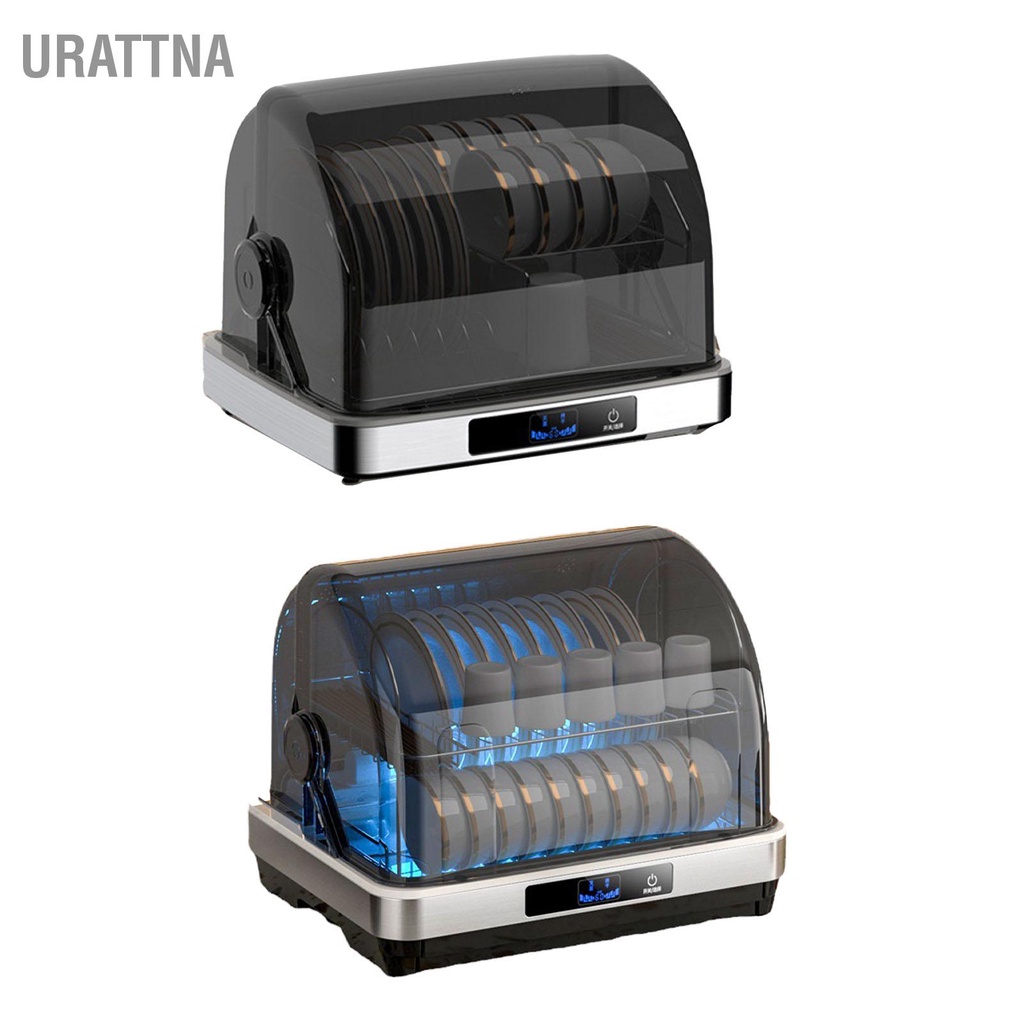 urattna-ตู้อบแห้งจานชั้นวางท่อระบายน้ำในครัวพร้อมฝาปิดจอแสดงผลดิจิตอลเดสก์ท็อปบนโต๊ะอาหารผู้ถือสำหรับจานชาม