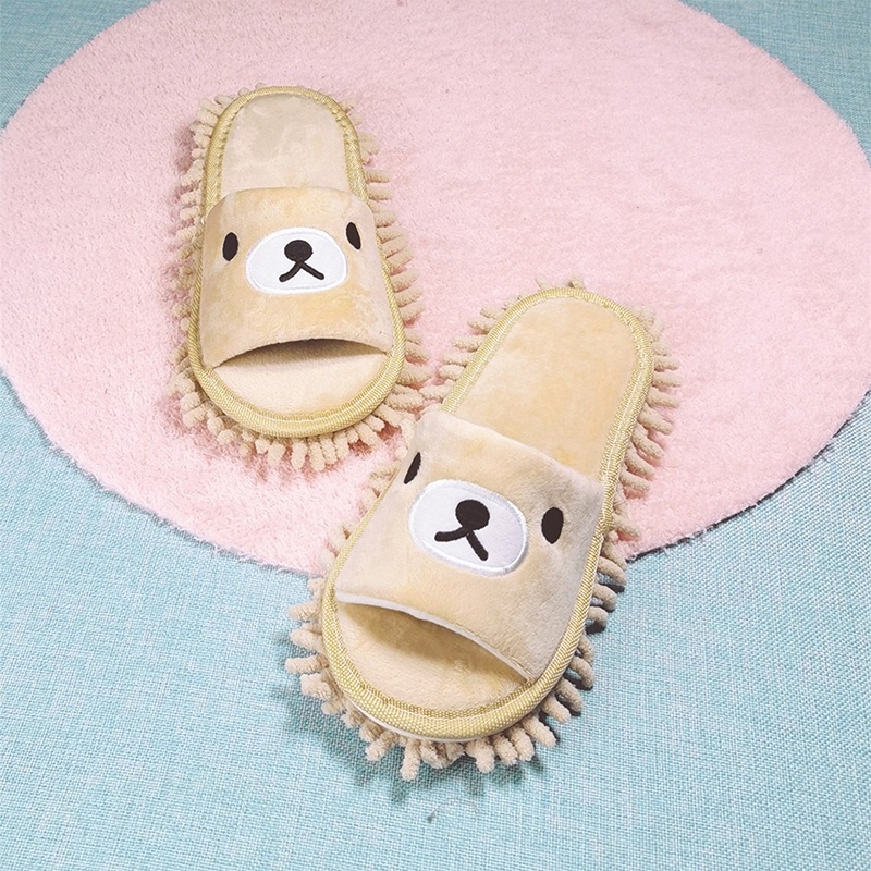 รองเท้าแตะ-ผ้าไมโครไฟเบอร์-ลายการ์ตูนหมี-แบบถอดออกได้-ของใช้ในครัวเรือน-สําหรับทําความสะอาดพื้น