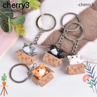 Cherry3 พวงกุญแจรถยนต์ ลายการ์ตูนแมวน่ารัก 4 ชิ้น สําหรับผู้ชาย