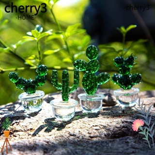 Cherry3 ใหม่ ชุดแก้วคริสตัล รูปต้นกระบองเพชร กระบองเพชร แฮนด์เมด สําหรับตกแต่งโต๊ะ 4 ชิ้น