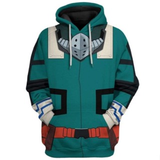 Awheat My Hero Academia เสื้อกันหนาว มีฮู้ด ลายการ์ตูนอนิเมะ Midoriya Izuku Deku 3D