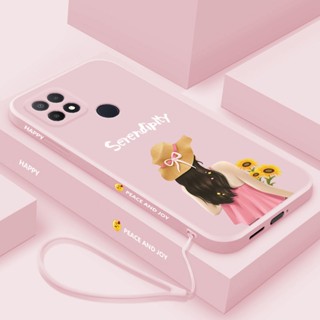 เคสโทรศัพท์มือถือ ซิลิโคน ขอบตรง ลายตัวอักษร พร้อมสายคล้อง สําหรับ Oppo a31 a52 a72 a92 a83 a59 F11 F11pro a15 a15s a35