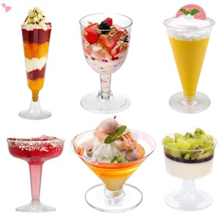 แก้วพลาสติกใส ใช้ซ้ําได้ สําหรับใส่ขนมหวาน แชมเปญ ค็อกเทล มูส 10 ชิ้น
