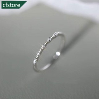 Cfstore แหวนโลหะผสมเงิน ประดับเพชร แบบเปิด ปรับได้ เรียบง่าย เครื่องประดับแฟชั่น สําหรับผู้หญิง A6C6