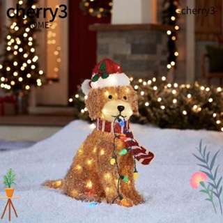 Cherry3 โคมไฟ LED รูปสุนัขคริสต์มาส สีทอง สร้างสรรค์ สําหรับวันหยุด