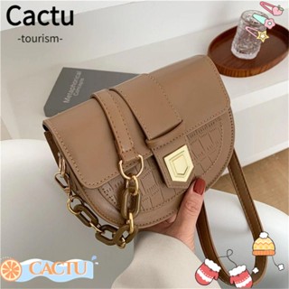Cactu กระเป๋าสะพายไหล่ หนัง PU ลายหิน สีพื้น แฟชั่นสําหรับผู้หญิง