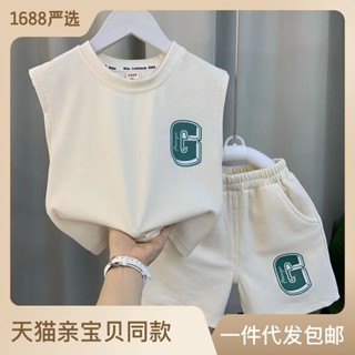 [พร้อมส่ง] ชุดเสื้อกั๊ก สไตล์ตะวันตก แฟชั่นฤดูร้อน สําหรับเด็กผู้ชาย สองชิ้น