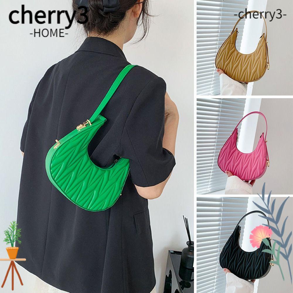 cherry3-กระเป๋าสะพายไหล่-หนัง-pu-สีพื้น-แฟชั่นสําหรับสตรี