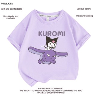 Walkie เสื้อยืดแขนสั้นลําลอง ผ้าฝ้าย พิมพ์ลายการ์ตูนอนิเมะ Cinnamoroll น่ารัก ทรงหลวม เหมาะกับของขวัญวันเกิด แฟชั่นฤดูร้