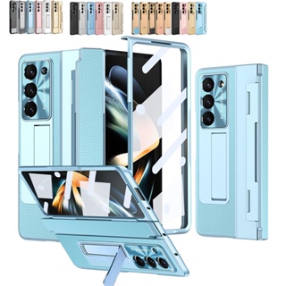 [พร้อมส่ง] เคสโทรศัพท์มือถือแบบแก้ว ฝาพับ กันกระแทก พร้อมขาตั้ง สําหรับ Samsung Galaxy Z Fold 5 Fold5 ZFold5 Z 5
