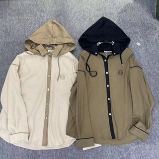 ❤️❤️【พร้อมส่ง】❤️❤️Loew* ใหม่ เสื้อโค้ท มีฮู้ด ถอดออกได้ จับคู่สี สําหรับผู้หญิง