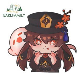 Earlfamily สติกเกอร์กันน้ํา 13 ซม. x 11.9 ซม. สําหรับ Hu Tao Genshin Impact Chibi