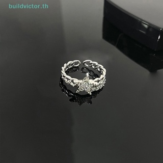 Buildvictor แหวนเพทาย รูปดาว ประดับคริสตัล ปรับได้ เครื่องประดับแฟชั่น สําหรับผู้หญิง TH