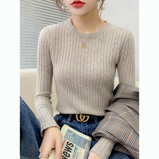 1453 เสื้อถัก คอกลม แขนยาว สไตล์ตะวันตก เหมาะกับฤดูใบไม้ร่วง ฤดูหนาว สําหรับผู้หญิง 36XZ