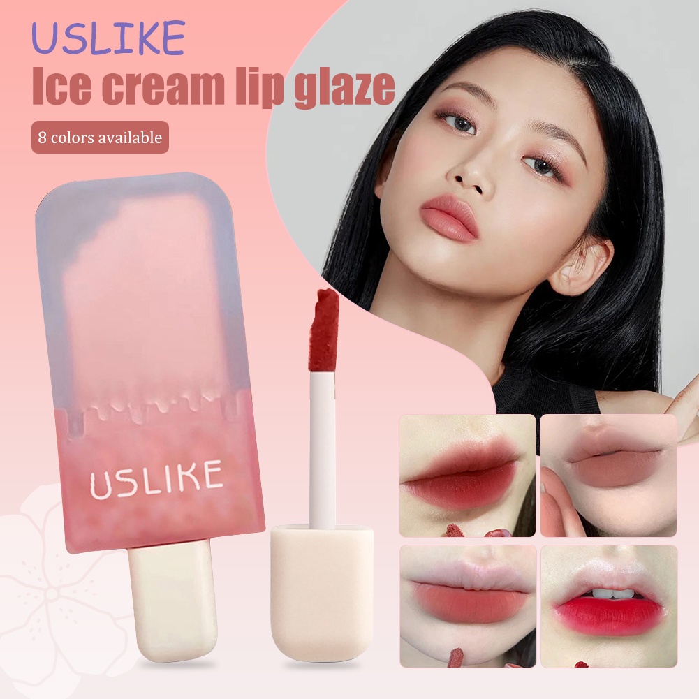 uslike-ice-cream-bag-ลิปกลอส-matte-velvet-long-lasting-lipstick-lip-mud-non-stick-cup-ame1