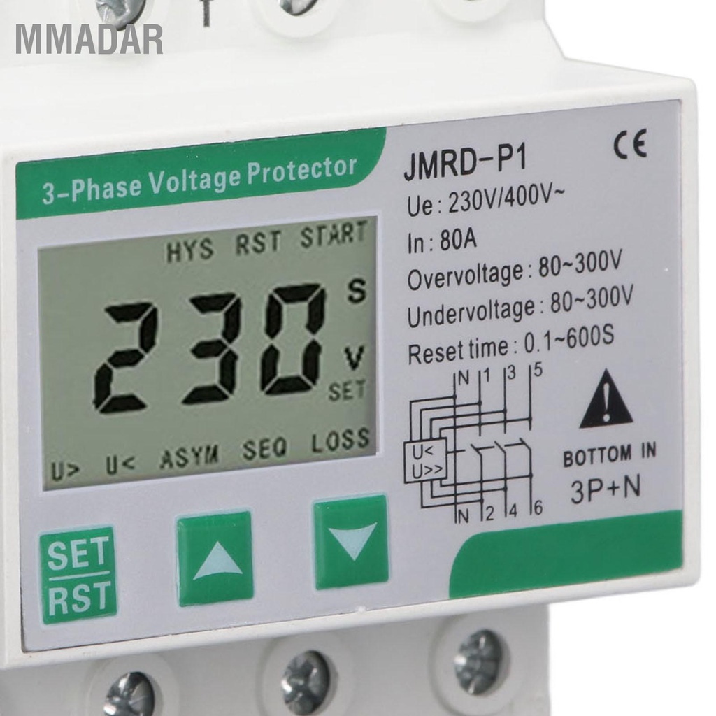 mmadar-ตัวป้องกันแรงดันไฟฟ้า-3-เฟส-4-การกู้คืนด้วยตนเองภายใต้อุปกรณ์ป้องกันแรงดันไฟฟ้า-din-rail-mount-ac230-400v