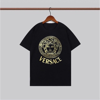 [พร้อมส่ง]เสื้อยืดแขนสั้น คอกลม ผ้าฝ้ายแท้ พิมพ์ลาย Versace label 2💥💝 สไตล์ใหม่ สําหรับผู้ชาย และผู้หญิง🛒👕