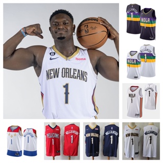 New Orleans Pelicans #1 Zion Williamson เสื้อบาสเก็ตบอลสีดำของผู้ชายสั้น -เสื้อยืดกีฬา