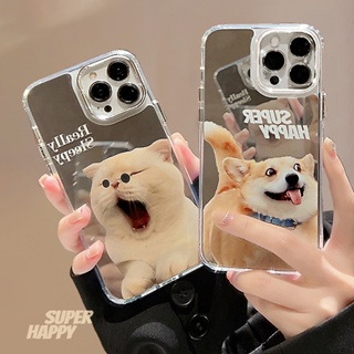 เคสโทรศัพท์มือถือแบบกระจกใส ลายการ์ตูนสุนัข แมวน่ารัก สําหรับ Iphone 14 11 12 13 PRO MAX AT0240
