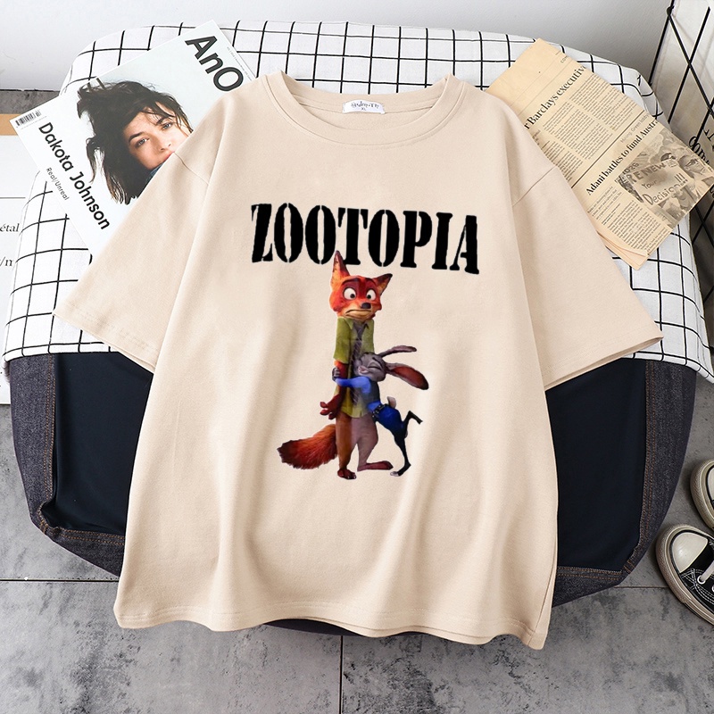 hot-sale-แฟชั่น-ฮาราจูกุดิสนีย์น่ารัก-zootopia-จูดี้และนิคการ์ตูนพิมพ์หญิงเสื้อยืดแขนสั้น-streetwear-เสื้อยืดด้านบน