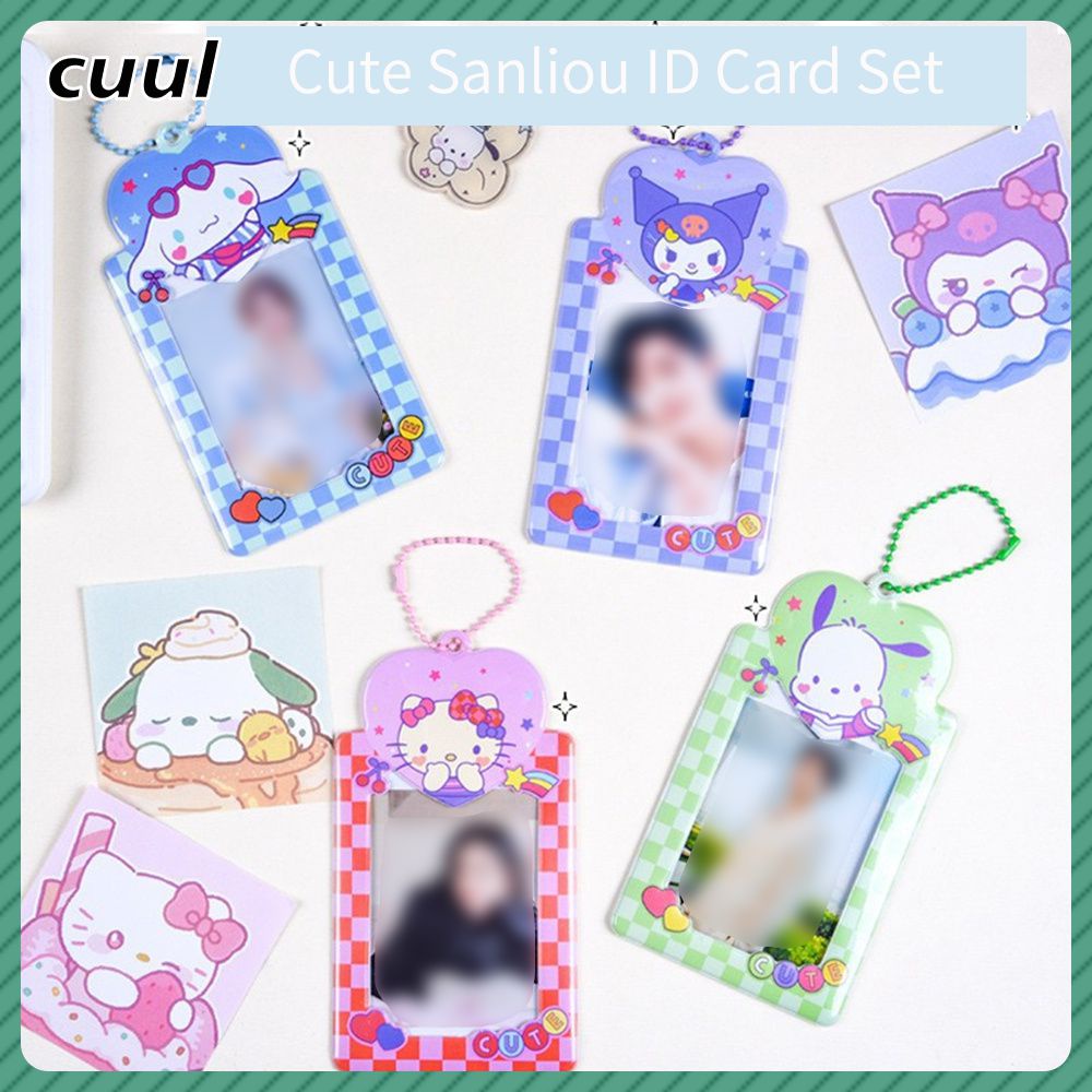 sanrio-card-set-cartoon-cute-photo-pendant-keychain-goka-merlot-card-bag-cartoon-vintage-kulomi-cod