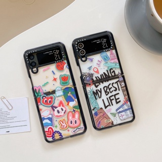 เคสโทรศัพท์มือถือแบบแข็ง ใส ฝาพับ ลายกระต่าย Raimoshi Living Best Life หรูหรา สําหรับ Samsung Galaxy Z Flip 4 3 5G Z Flip 3 Flip4