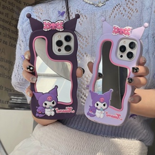 【ขายดี】เคสโทรศัพท์ซิลิโคนเหลว กันตก รูปคุโรมิ พร้อมกระจก สําหรับ iPhone 11 12 13 14 Series