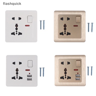 Flashquick ซ็อกเก็ตติดผนัง พร้อมสวิตช์ไฟ LED 5 รู USB