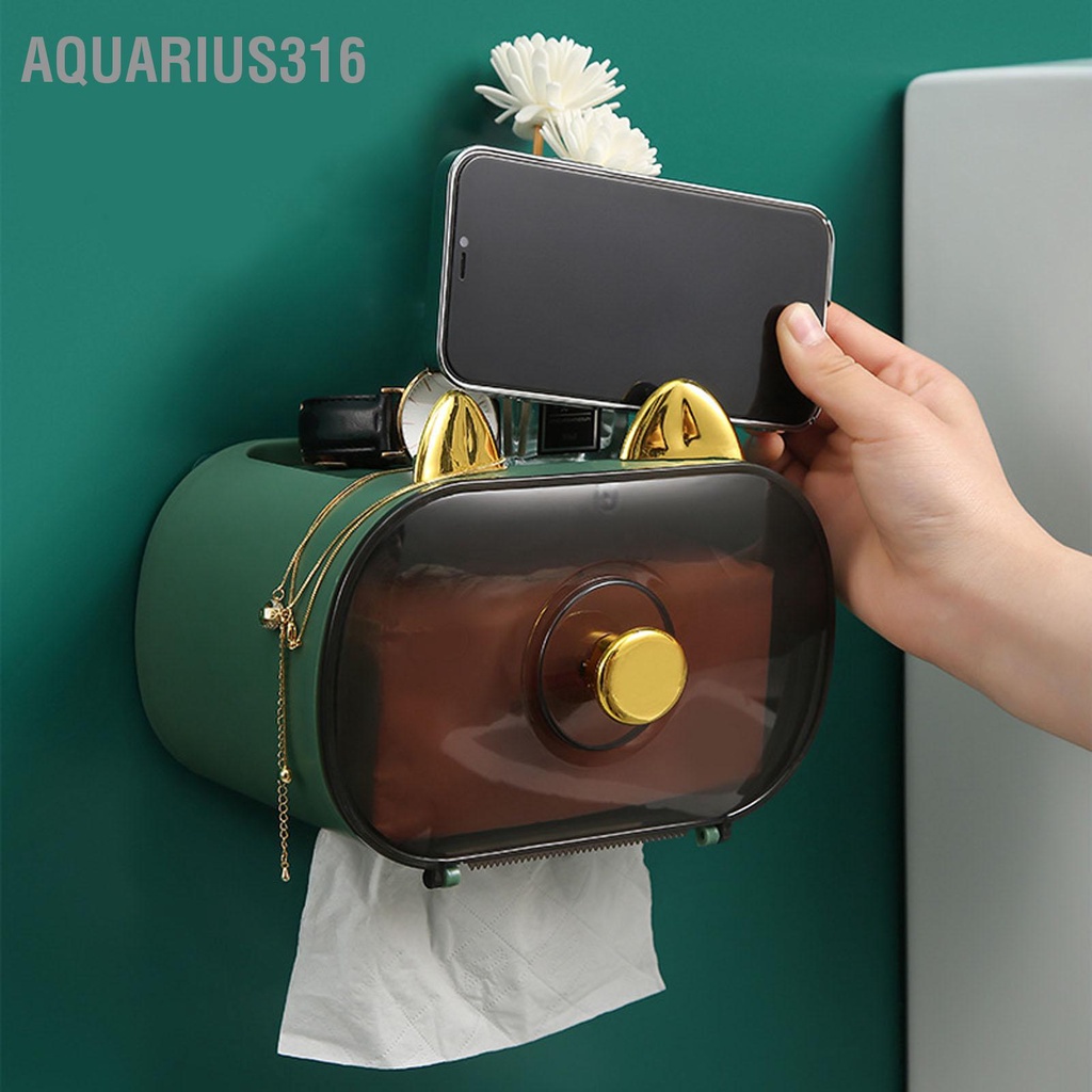 aquarius316-กล่องใส่ทิชชู่ติดผนังที่ใส่กระดาษชำระกันน้ำ-fortune-cat-กล่องใส่ทิชชู่สำหรับห้องครัวห้องน้ำสำนักงาน