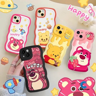 เคสโทรศัพท์มือถือ ขอบโค้ง ลายหมีพูห์ สตรอว์เบอร์รี่น่ารัก สําหรับ Oppo A77S A7 A1K A12 A55 A16s A15s A9 A15 A77 A16 A17 A57 A5s A3s A53 2020 A54 A5 A17K