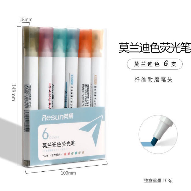 ยกแพ็ค-6แท่ง-6สี-ปากกาไฮไลท์-โทนสีสวย-หลายสี-เน้นข้อความ-มาร์คเกอร์-ปากกาเน้นข้อความ