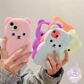 เคสโทรศัพท์มือถือ ซิลิโคนนิ่ม TPU กันกระแทก ลายหมีน่ารัก 3D สีแคนดี้ สําหรับ iPhone 14 13 12 11 Pro Max X Xr Xs Max 8 7 6 6s Plus SE2020