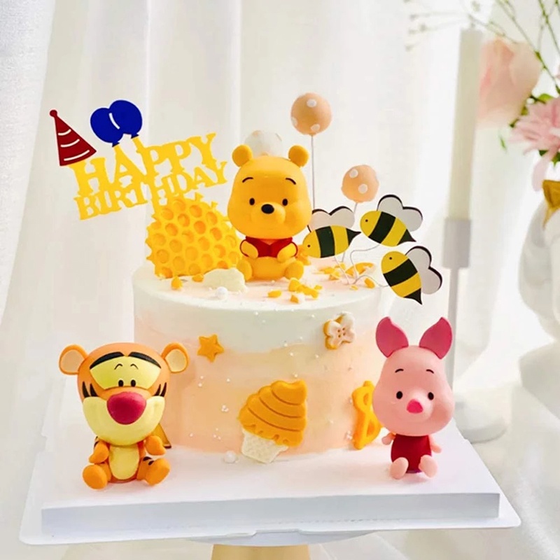 ป้ายท็อปเปอร์-รูป-disney-winnie-the-pooh-piglet-tigger-สําหรับตกแต่งเค้กวันเกิดเด็ก