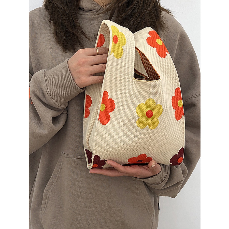 กระเป๋าถือ-กระเป๋าสะพายไหล่-ผ้าถัก-แฮนด์เมด-ลายดอกไม้-ขนาดเล็ก-สไตล์ญี่ปุ่น-แฟชั่นฤดูร้อน-สําหรับสตรี