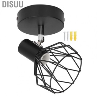 Disuu Wall Lamp Holder with Metal Cage E14 Industrial Style Metal Vintage Wall Sconce Holder Matte Black 85‑265V