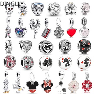 Dinglly ใหม่ ลูกปัดเงิน ลายการ์ตูนมิกกี้ มินนี่ กรูท และดาห์เลียส เครื่องประดับ DIY