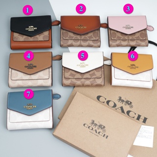 Small Wallet In Colorblock 31548 (4.3นิ้ว) กระเป๋าเงินสำหรับผู้หญิง แท้ COAC H กระเป๋าสตางค์ใบสั้นแบบพับ