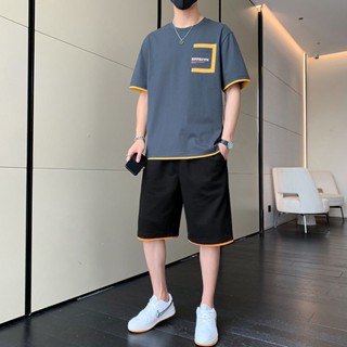 เสื้อยืดแขนสั้นลําลอง และกางเกงขาสั้น แฟชั่นฤดูร้อน สําหรับผู้ชาย 2023