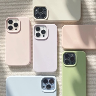 เคสโทรศัพท์มือถือ ซิลิโคนนิ่ม กันกระแทก กันรอยกล้อง สีพื้น สําหรับ iPhone 14 11 12 13 Pro Max 14 Pro Max