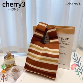 CHERRY3 กระเป๋าถือ กระเป๋าสะพายไหล่ ผ้าถัก ลายทาง สําหรับผู้หญิง