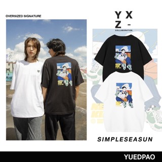  พิมพ์ลาย  X Simpleseasun ยอดขาย No.1 รับประกันไม่ย้วย 2 ปี เสื้อยืดเปล่า เสื้อยืด Oversized แขนสั้น Black&amp;White