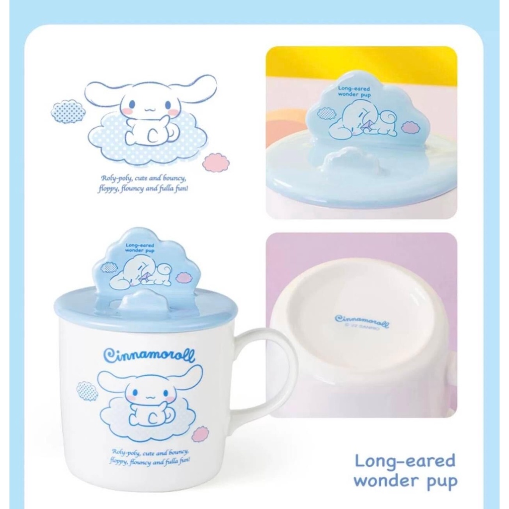 แก้วน้ำ-กาแฟ-sanrio-มาใหม่-ฝาน่ารักๆ-ออกแบบให้ใช้วางโทรศัพท์ได้-วัสดุเป็นเซรามิคหนา-ความจุ-370-ml