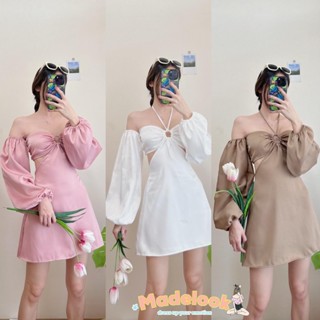 BFTS🧡 พร้อมส่ง TL2401 LYDIA DRESS เดรสต่อแขนเว้าเอว มีเชือกผูกคอ หรือจะไม่ผูกก็ได้ค่า ตัวแขนสามารถใส่ได้ทั้งแบบเปิดไหล่