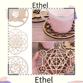 Ethel1 แผ่นรองแก้ว แบบไม้ แฮนด์เมด ลายดอกไม้ สําหรับตกแต่งผนังบ้าน