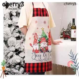 Cherry3 ผ้ากันเปื้อนคริสต์มาส ผ้าลินิน กันน้ํามัน อุปกรณ์เสริม สําหรับตกแต่งห้องครัว