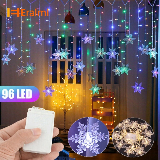 eralml-สายไฟหิ่งห้อย-led-96-ดวง-ลายเกล็ดหิมะ-8-โหมด-กันน้ํา-สําหรับตกแต่งหน้าต่าง-คริสต์มาส