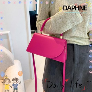 Daphne กระเป๋าสะพายไหล่ สะพายข้าง หนัง Pu ทรงสี่เหลี่ยม สีพื้น สไตล์เรโทร สําหรับผู้หญิง