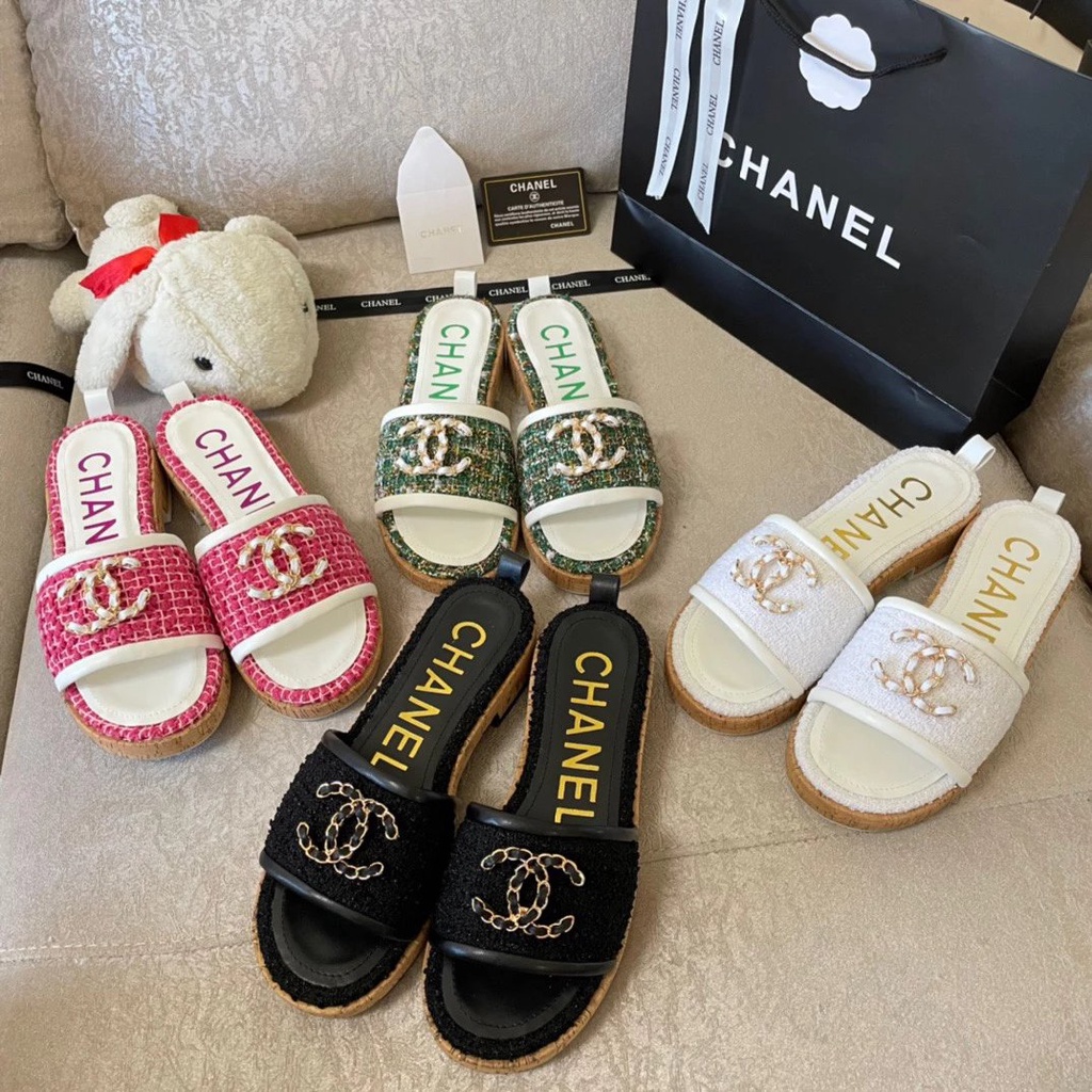 chanel-รองเท้าแตะ-ส้นไม้-โลโก้โลหะ-สําหรับผู้หญิง